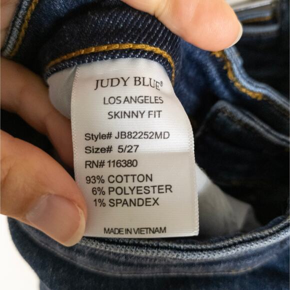 JUDY BLUE Skinny Fit Stretch Jeans Mid Rise Medium Blue Wash Women's 27 - Picture 5 of 6